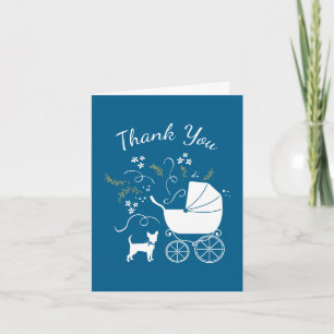 Carte De Remerciements Baby shower français de Bulldog Frenchie Blue