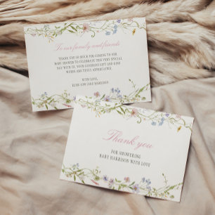 Carte De Remerciements Baby shower frontalier floral de printemps