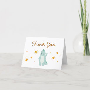 Carte De Remerciements Baby shower garçon Blue Dinosaur Stars