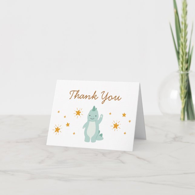 Carte De Remerciements Baby shower garçon Blue Dinosaur Stars (Devant)