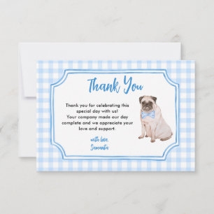 Carte De Remerciements Baby Shower Garçon Chien Gingham Bleu