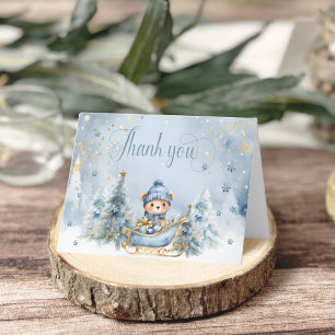 Carte De Remerciements Baby shower Garçon d'hiver de l'ours