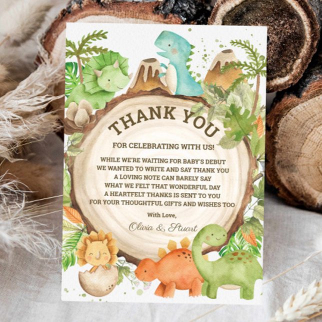 Carte De Remerciements Baby Shower Garçon Dinosaure Chic Décoration de Fe (Créateur téléchargé)