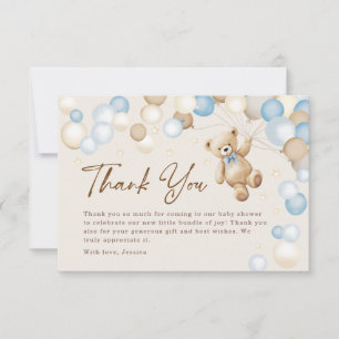 Carte De Remerciements Baby Shower Garçon Ourson