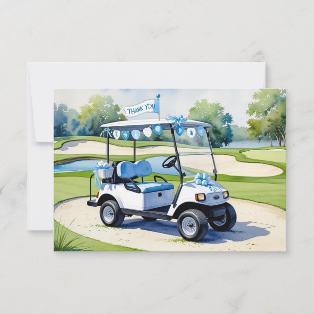 Carte De Remerciements Baby Shower Garçon thème golf  (Devant)