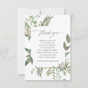 Carte De Remerciements Baby shower géométrique verdoyant