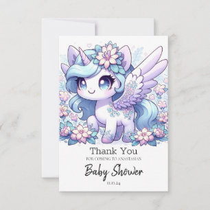 Carte De Remerciements Baby shower Girl Unicorn