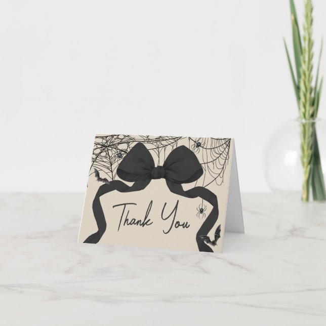 Carte De Remerciements Baby shower gothique Éffrayant Little Boo (Devant)