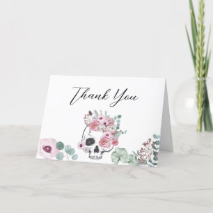 Carte De Remerciements Baby shower gothique rose floral