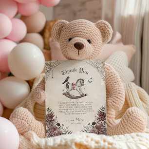 Carte De Remerciements Baby shower gothique Vintage Rocking Horse