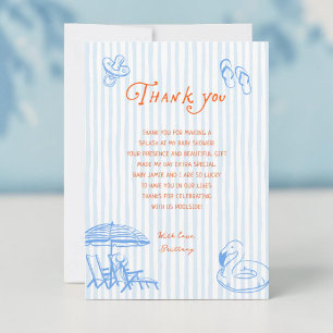 Carte De Remerciements Baby Shower Grossesse d'Été au Bord de la Piscine