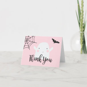 Carte De Remerciements Baby Shower Halloween Bébé Rose Fantôme