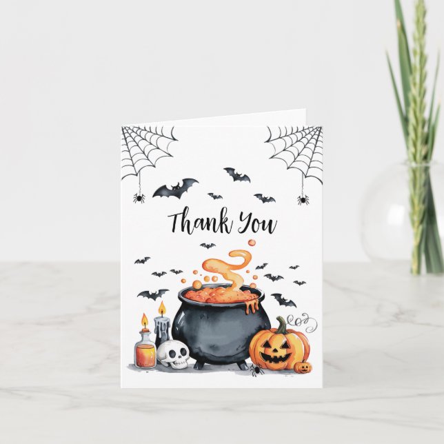 Carte De Remerciements Baby shower Halloween Éffrayant Cauldron tendance (Devant)