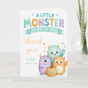 Carte De Remerciements Baby Shower Halloween Monstre Mignon