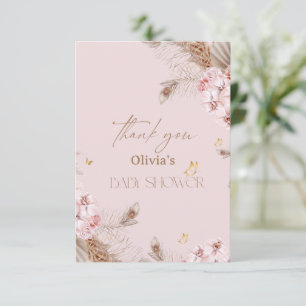 Carte De Remerciements Baby Shower Herbe des Pampas Bohème