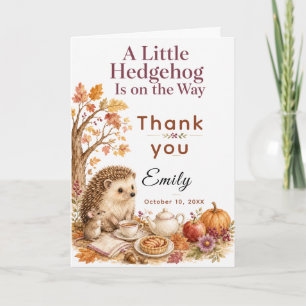 Carte De Remerciements Baby Shower Hérisson d'Automne