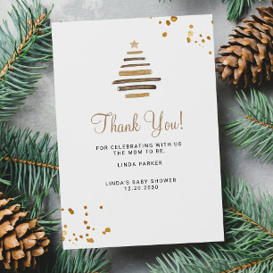 Carte De Remerciements Baby shower hivernal arbre rustique