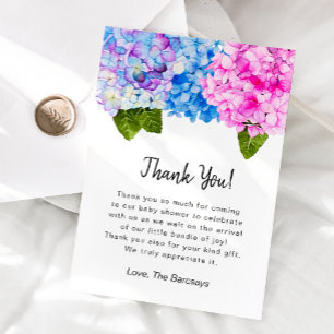 Carte De Remerciements Baby shower Hydrangea