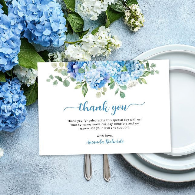 Carte De Remerciements Baby Shower Hydrangea Bleue (Créateur téléchargé)