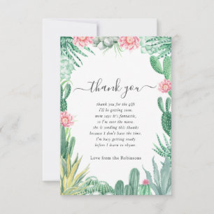 Carte De Remerciements Baby shower hydrocoloré Succulents
