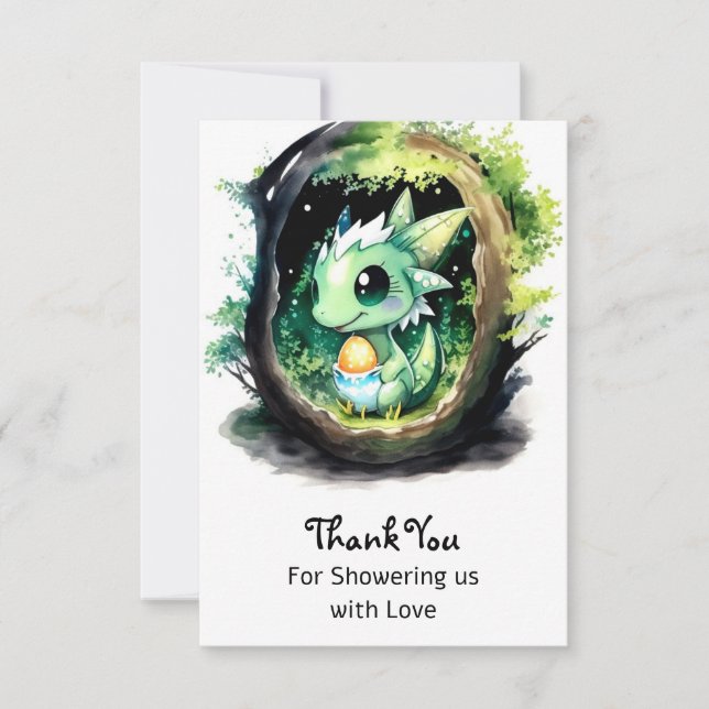 Carte De Remerciements Baby shower Imaginaire Dragon (Devant)