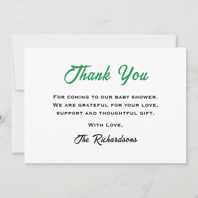 Carte De Remerciements Baby shower irlandais blanc vert petit Cool Shamro (Devant)