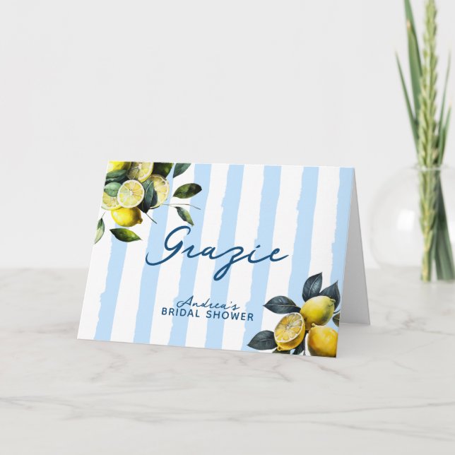 Carte De Remerciements Baby Shower Italien Citron  (Devant)