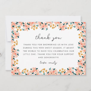 Carte De Remerciements Baby Shower Jardin Floral Aquarelle Rose