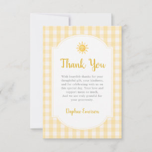 Carte De Remerciements Baby-Shower Jaune Soleil