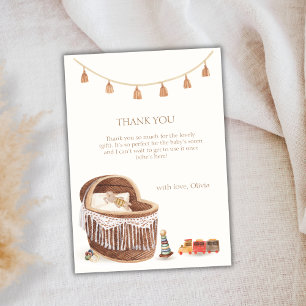Carte De Remerciements Baby shower Jouet Boho Bassinet Neutre Sur Le Sexe
