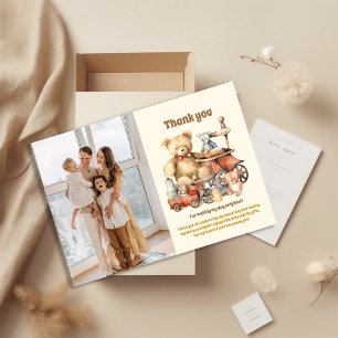 Carte De Remerciements Baby shower Jouets Vintages neutres selon le sexe