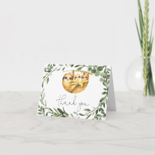 Carte de remerciements Baby shower jumeaux