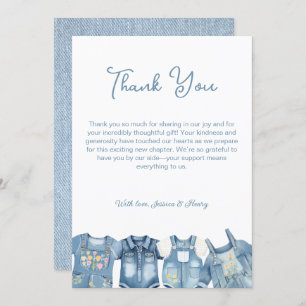 Carte De Remerciements Baby shower Jumpsuit Blue Jean Baby Denim