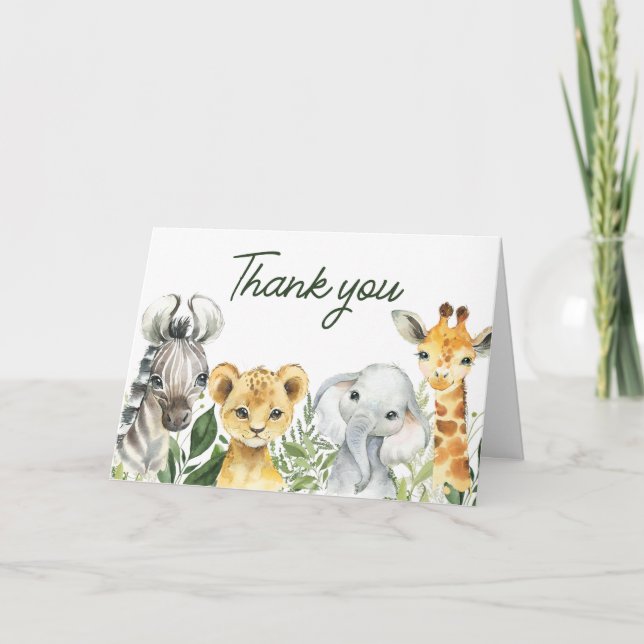 Carte De Remerciements Baby shower Jungle Safari Animaux (Devant)