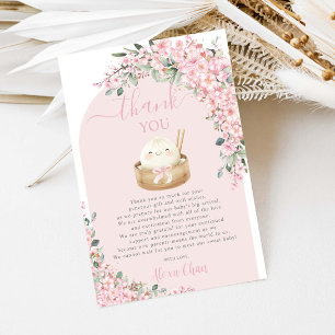 Carte De Remerciements Baby shower Kawaii Little Dumpling Cherry Blossoms