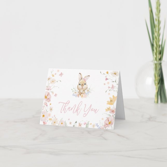 Carte De Remerciements Baby shower lapin (Devant)