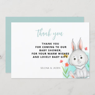 Carte De Remerciements Baby shower lapin d'aquarelle