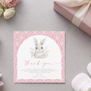 Carte De Remerciements Baby Shower Lapin Rose Petite Arc-en-ciel