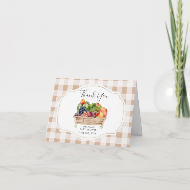 Carte De Remerciements Baby shower Légume du marché agricole cultivé loca (Devant)