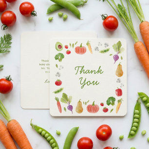 Carte De Remerciements Baby-Shower "Légumes du Marché Fermier Local"