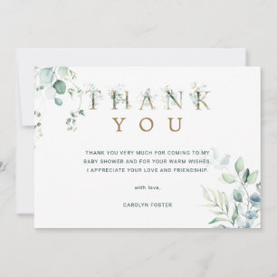 Carte De Remerciements Baby Shower Lettre Botanique Eucalyptus