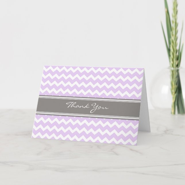 Carte de remerciements Baby shower Lilac Grey Chev (Devant)