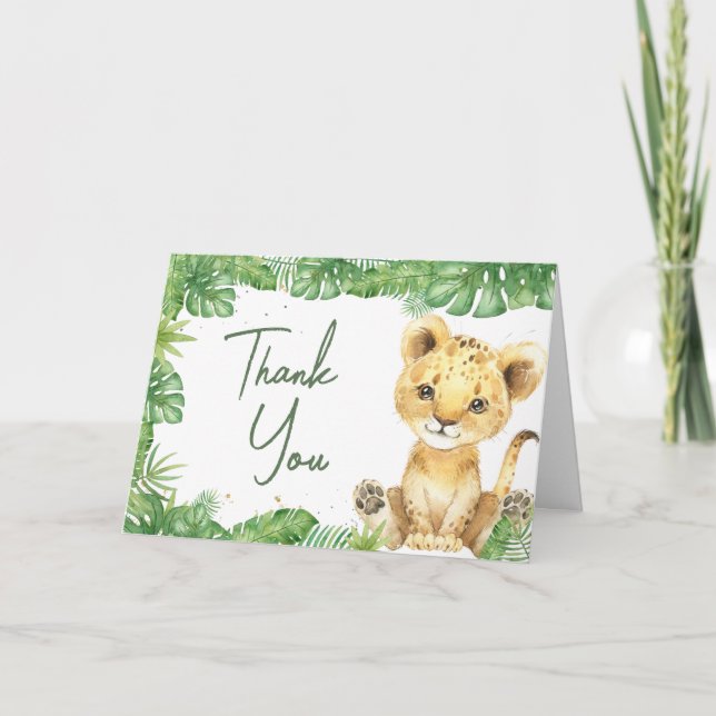 Carte De Remerciements Baby shower Lion rugissant (Devant)