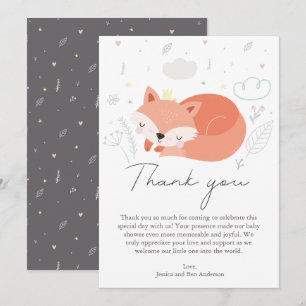 Carte De Remerciements Baby shower Little Fox mignon