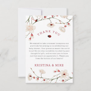 Carte De Remerciements Baby shower Little Ladybug