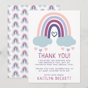 Carte De Remerciements Baby shower Little Rainbow
