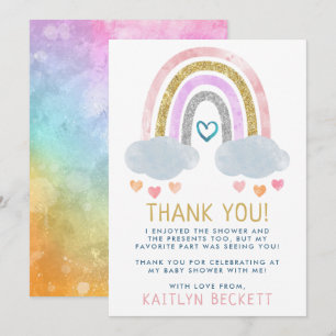 Carte De Remerciements Baby shower Little Rainbow
