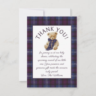 Carte De Remerciements Baby-Shower Luxueuse Ourson Arc Arc