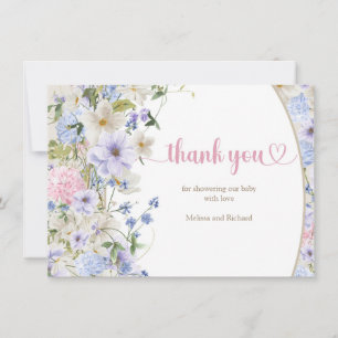 Carte De Remerciements Baby shower luxueux boho Spring Fleur sauvage