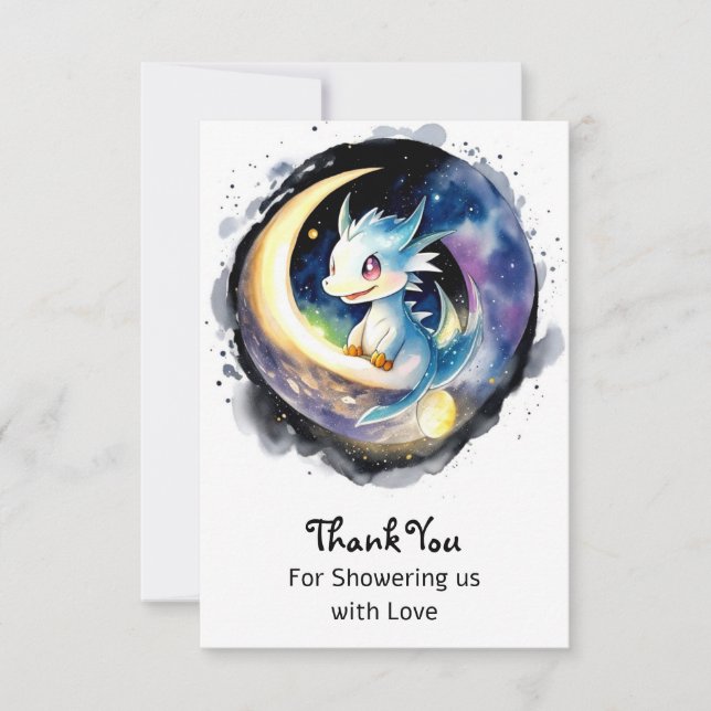 Carte De Remerciements Baby shower magique Dragon (Devant)